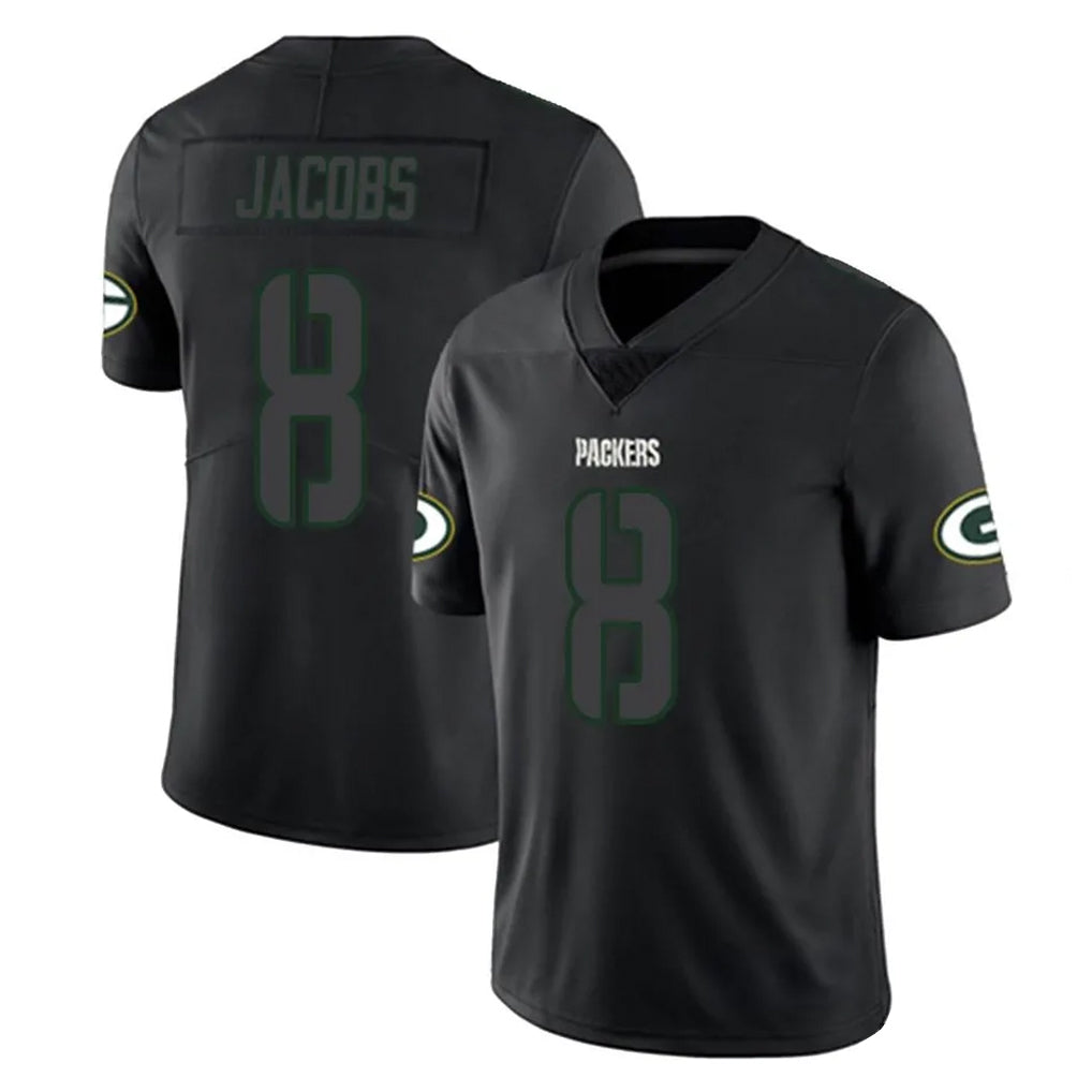 Yuxns GB.Packers #8 Josh Jacobs Player Black Impact Limited Home Game Stitched Jerseys