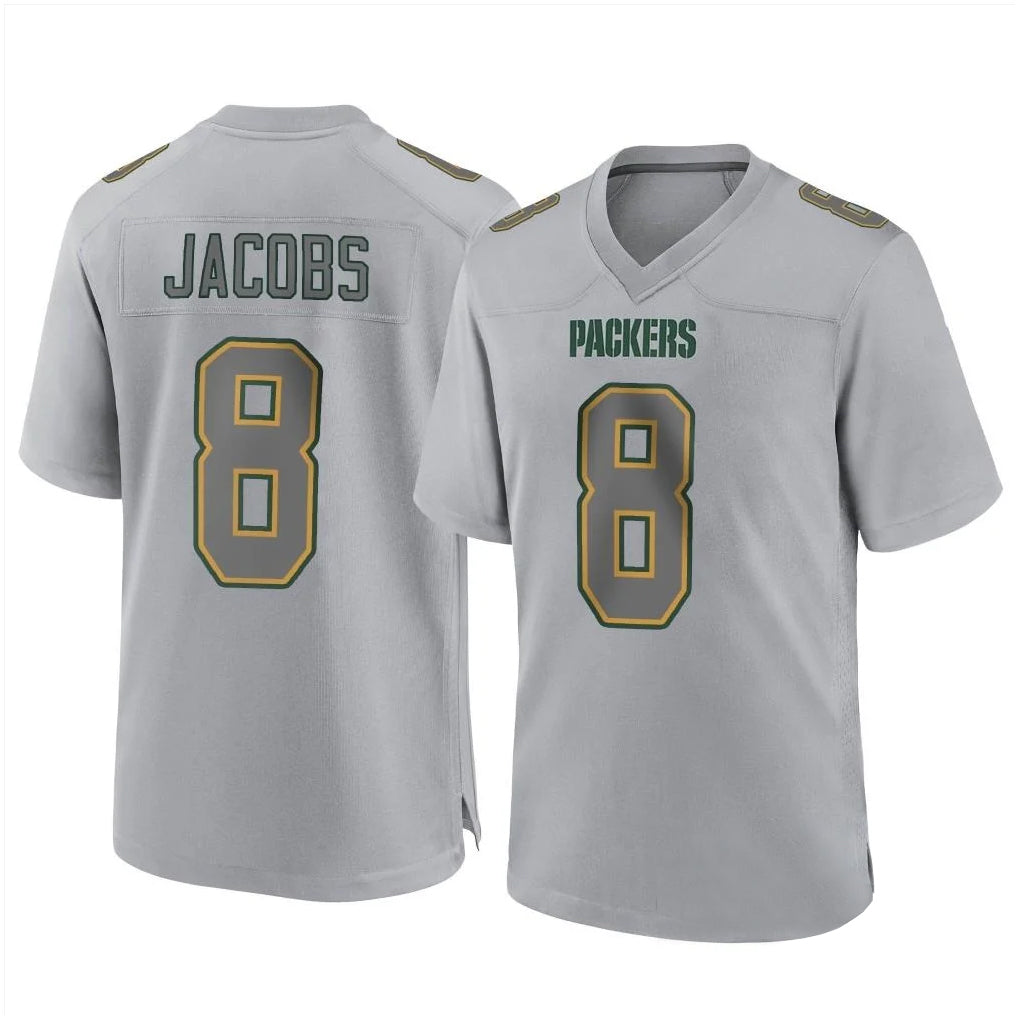Yuxns GB.Packers #8 Josh Jacobs Player Gray Atmosphere Fashion Home Game Stitched Jerseys