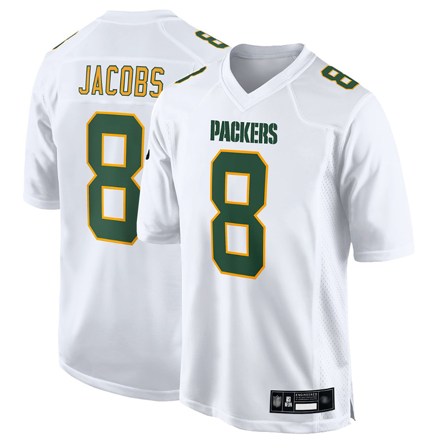 Yuxns GB.Packers #8 Josh Jacobs Player White Fashion Game Stitched Jerseys