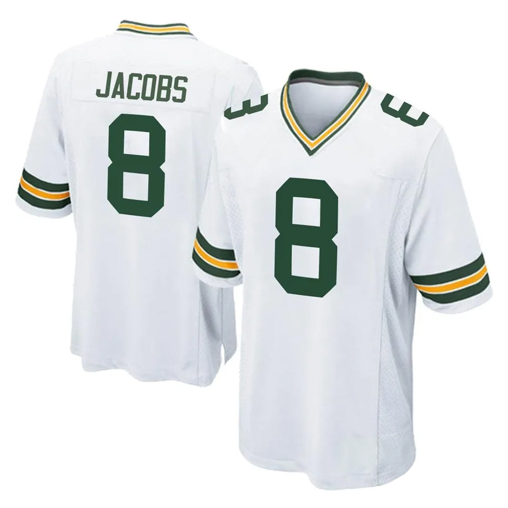 Yuxns GB.Packers #8 Josh Jacobs Player White Home Game Stitched Jerseys