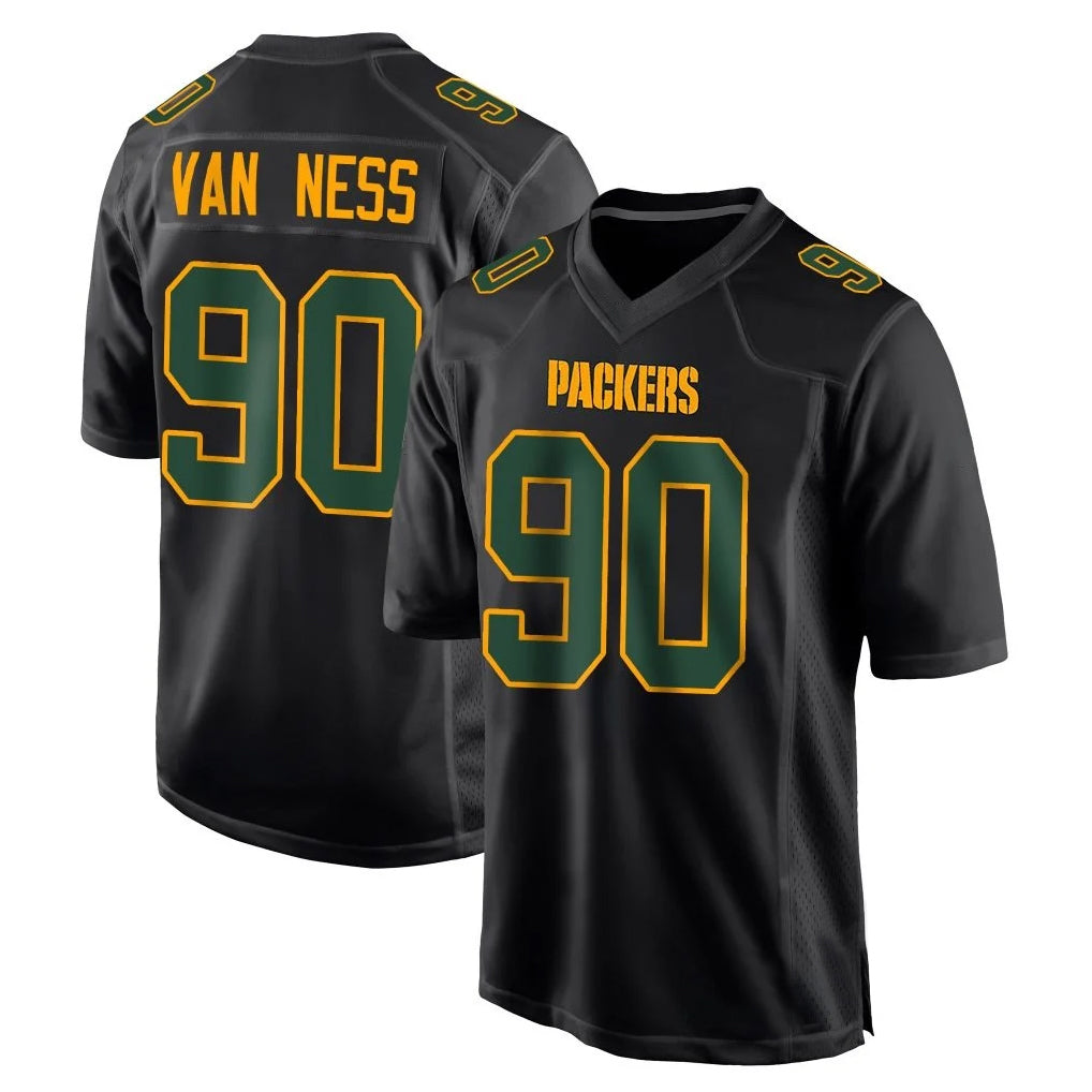 Yuxns GB.Packers #90 Lukas Van Ness Player Black Fashion Home Game Stitched Jerseys