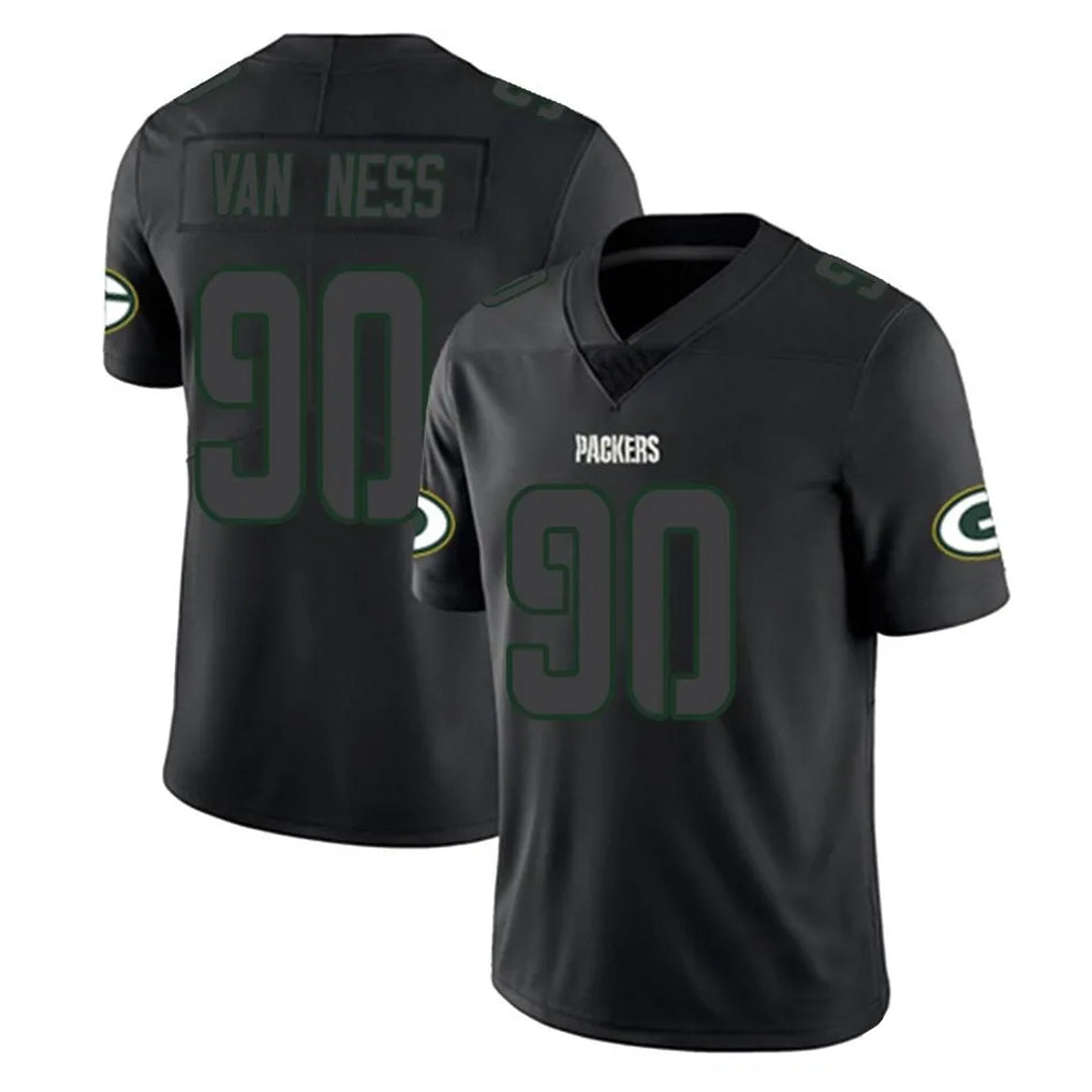 Yuxns GB.Packers #90 Lukas Van Ness Player Black Impact Limited Home Game Stitched Jerseys