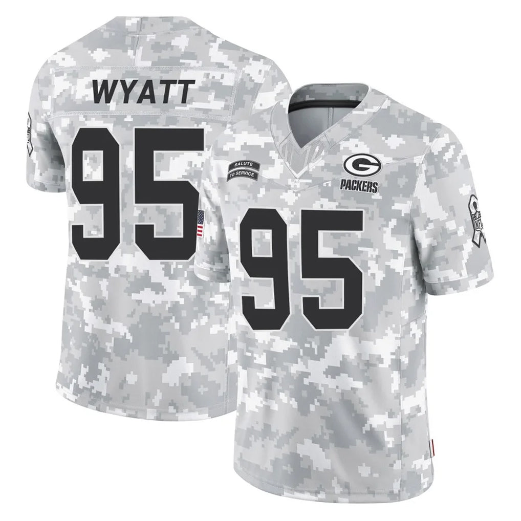Yuxns GB.Packers #95 Devonte Wyatt Player Arctic Camo Salute To Service Limited Stitched Jerseys