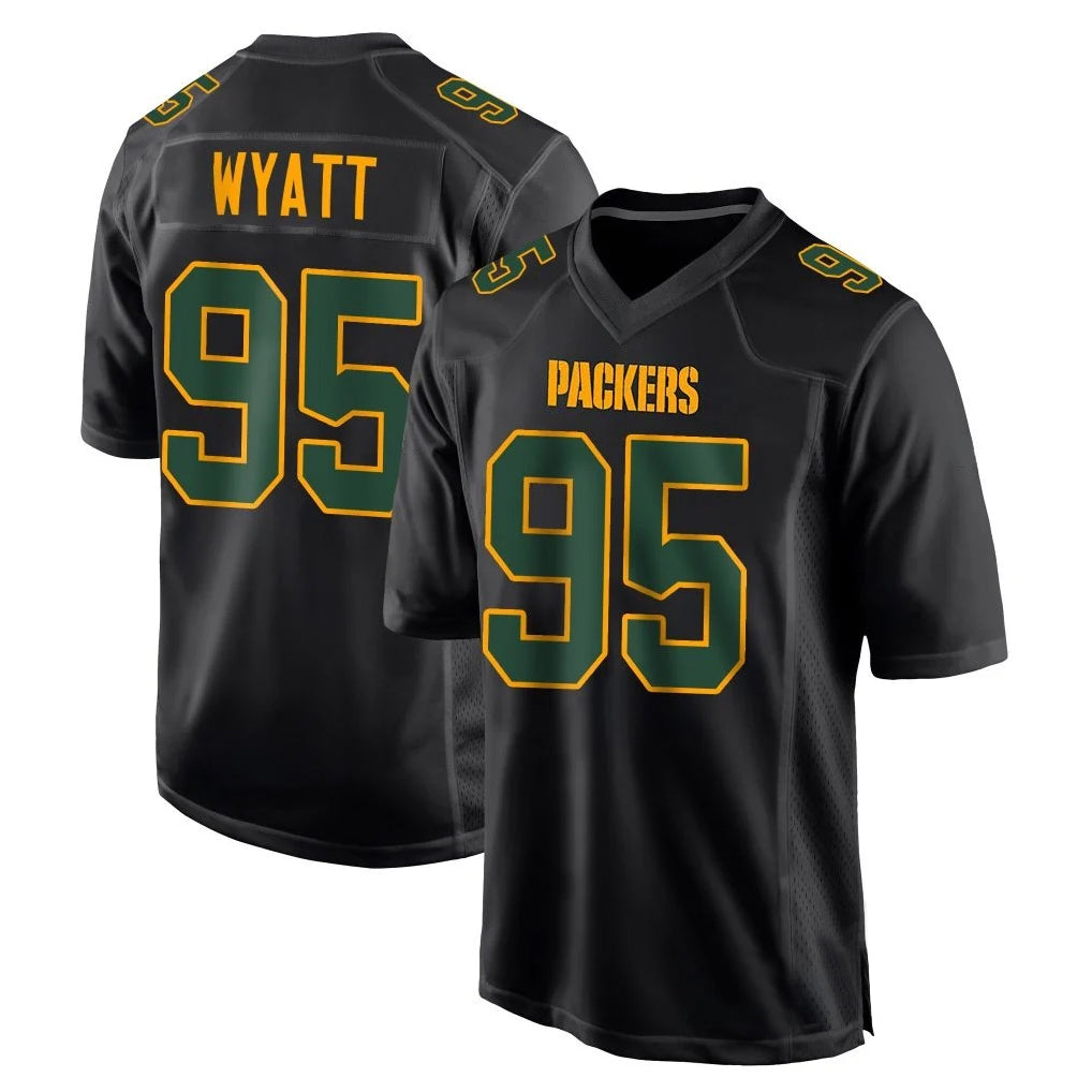Yuxns GB.Packers #95 Devonte Wyatt Player Black Fashion Home Game Stitched Jerseys