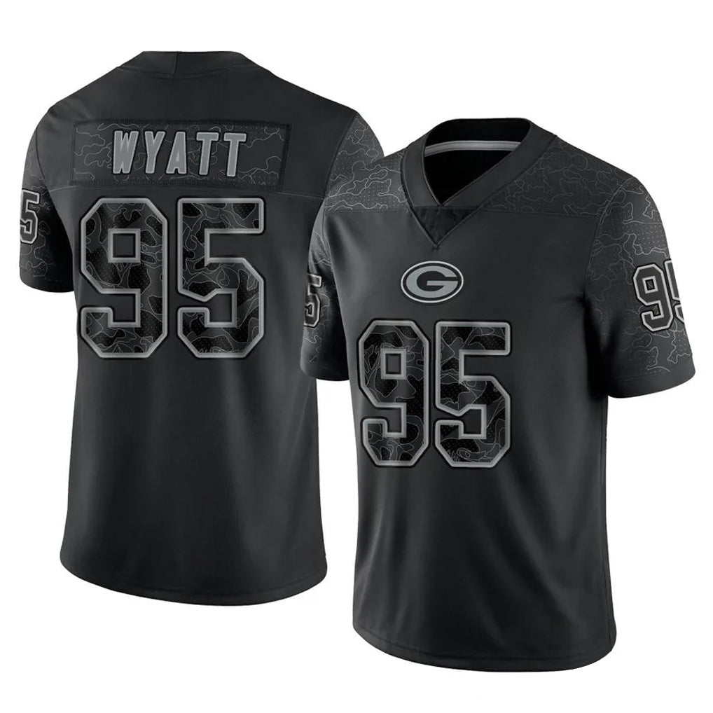 Yuxns GB.Packers #95 Devonte Wyatt Player Black Reflective Limited Home Game Stitched Jerseys