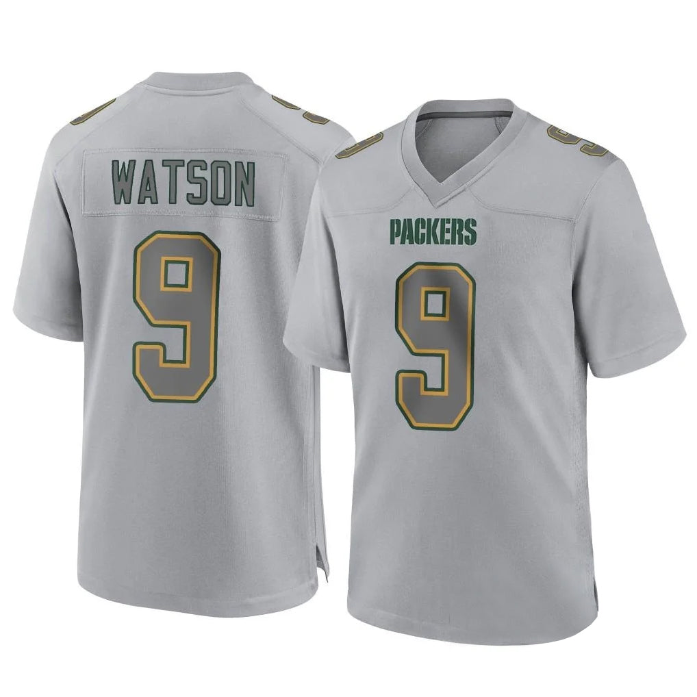 Yuxns GB.Packers #9 Christian Watson Player Gray Atmosphere Fashion Home Game Stitched Jerseys