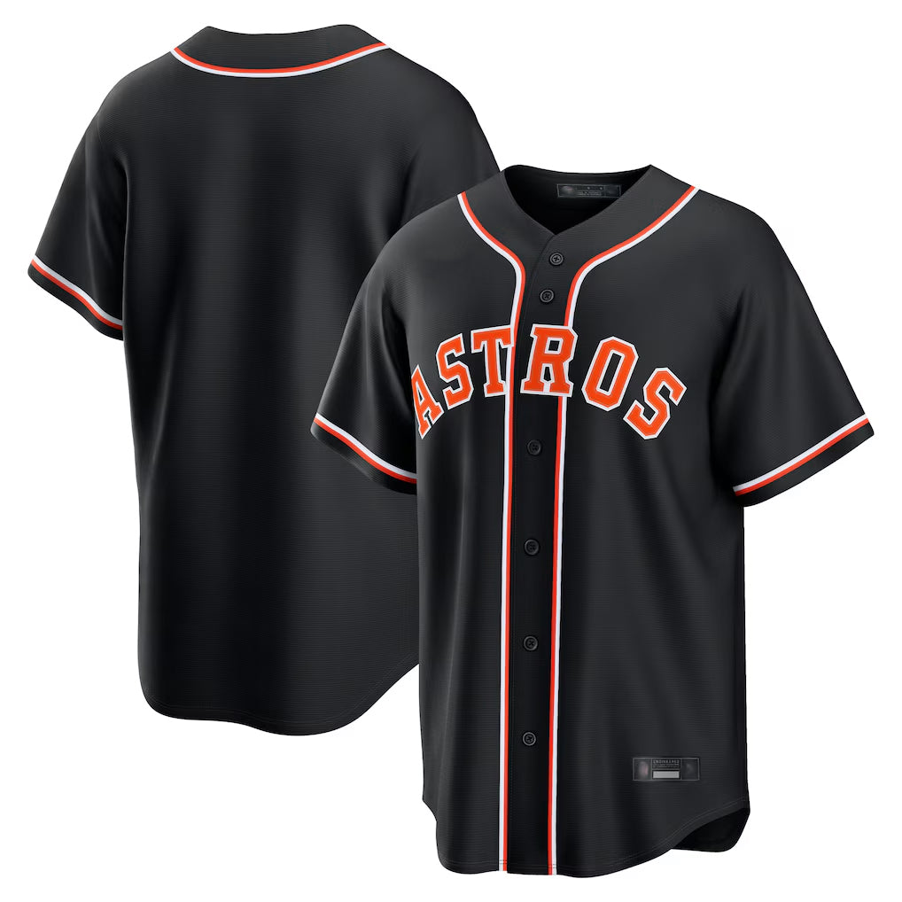 Yuxns H.Astros Black Fashion Out Home Game Blank Player Stitched Jerseys