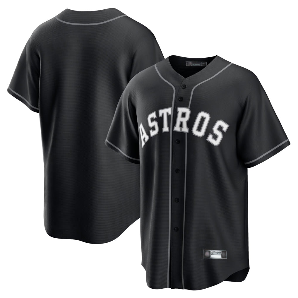 Yuxns H.Astros Black Home Game Blank Player Stitched Jerseys