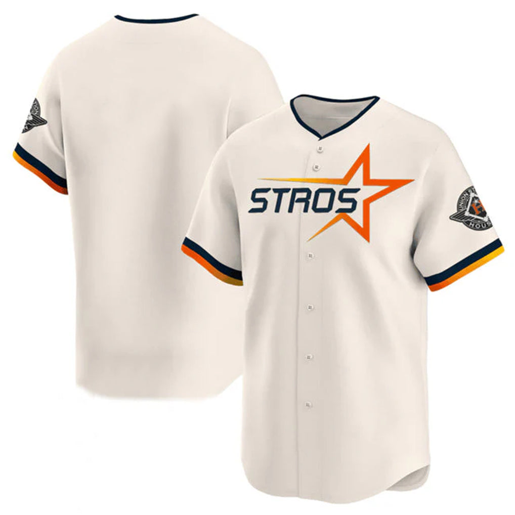 Yuxns H.Astros Cream Limited Home Blank Player Stitched Jerseys