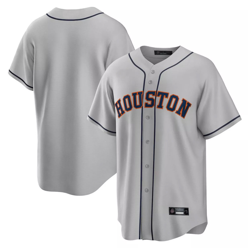 Yuxns H.Astros Gray Home Game Blank Player Stitched Jerseys