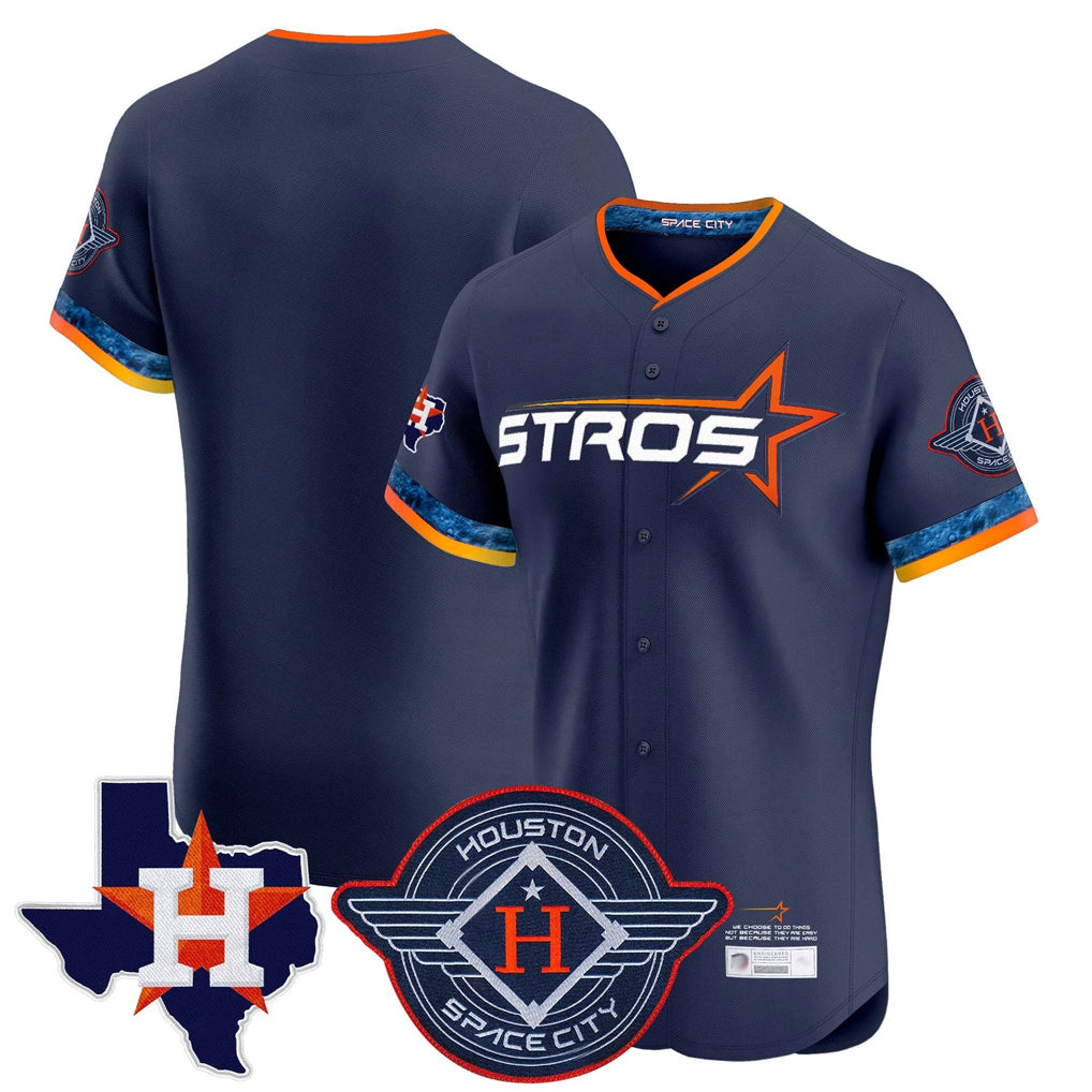 Yuxns H.Astros Navy City Connect Texas Patch Vapor Premier Blank Player Limited Elite Home Stitched Jerseys