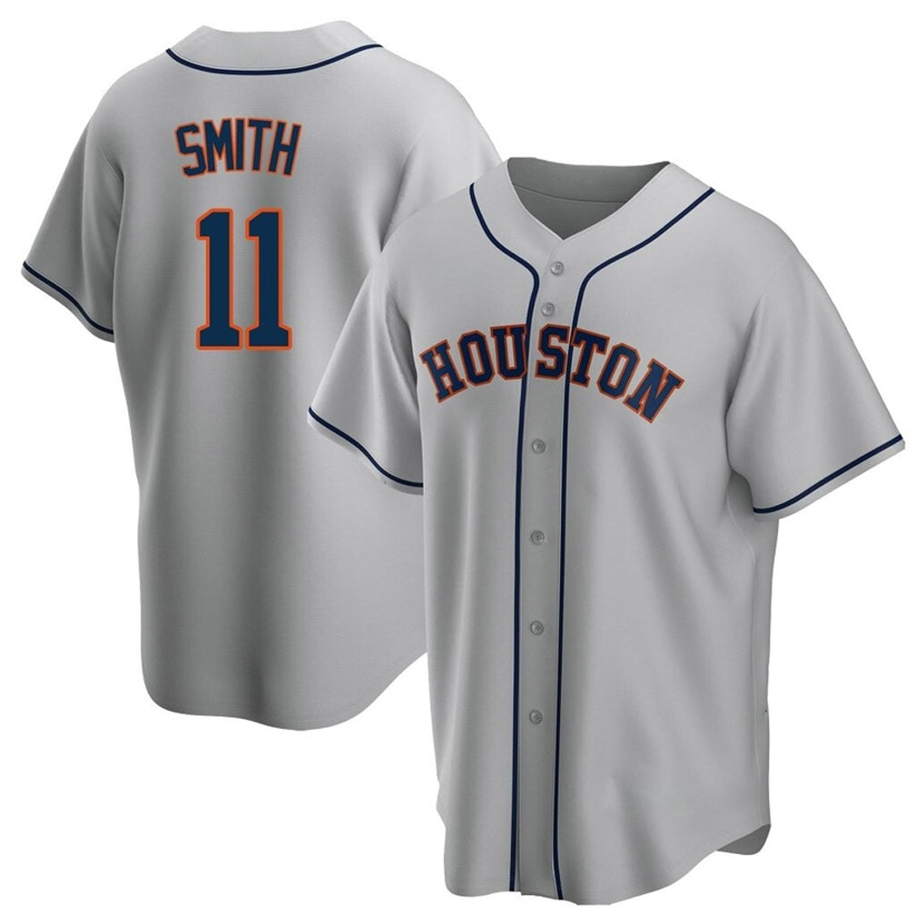 Yuxns H.Astros #11 Cam Smith Player Gray Home Game Stitched Jerseys