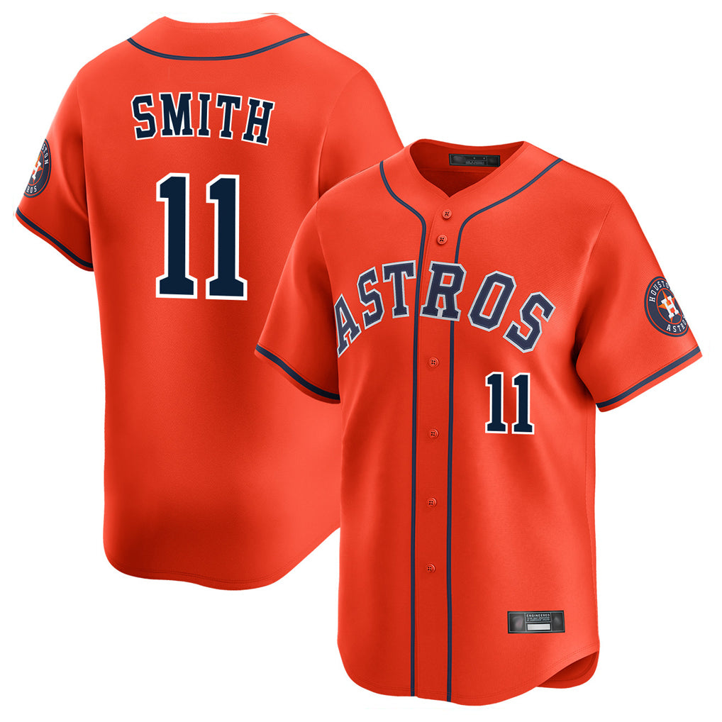 Yuxns H.Astros #11 Cam Smith Player Orange Home Limited Stitched Jerseys