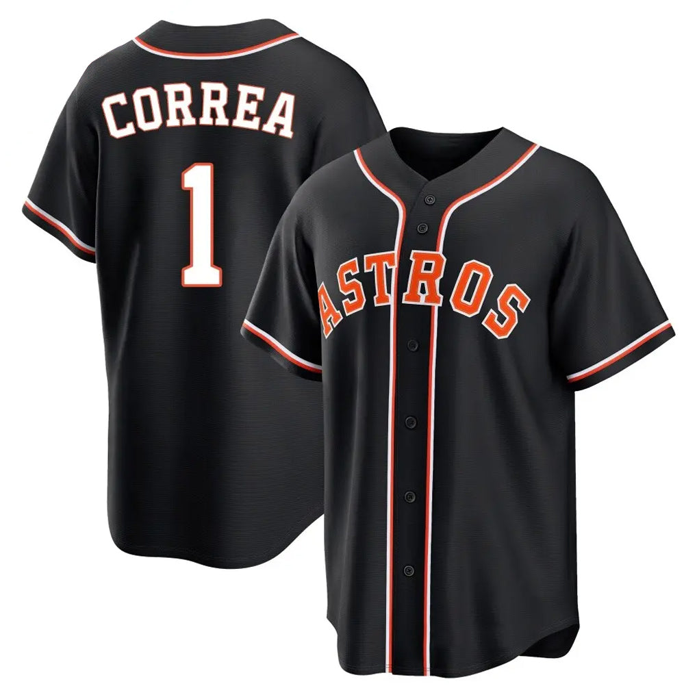 Yuxns H.Astros #1 Carlos Correa Player Black Fashion Out Home Game Stitched Jerseys