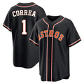 Yuxns H.Astros #1 Carlos Correa Player Black Fashion Out Home Game Stitched Jerseys