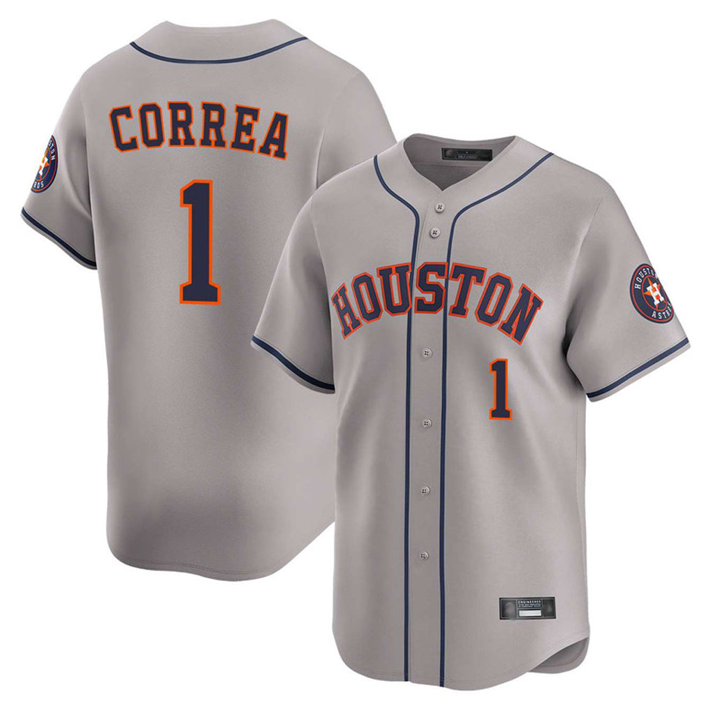 Yuxns H.Astros #1 Carlos Correa Player Gray Home Limited Stitched Jerseys