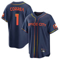 Yuxns H.Astros #1 Carlos Correa Player Navy City Connect Home Game Stitched Jerseys