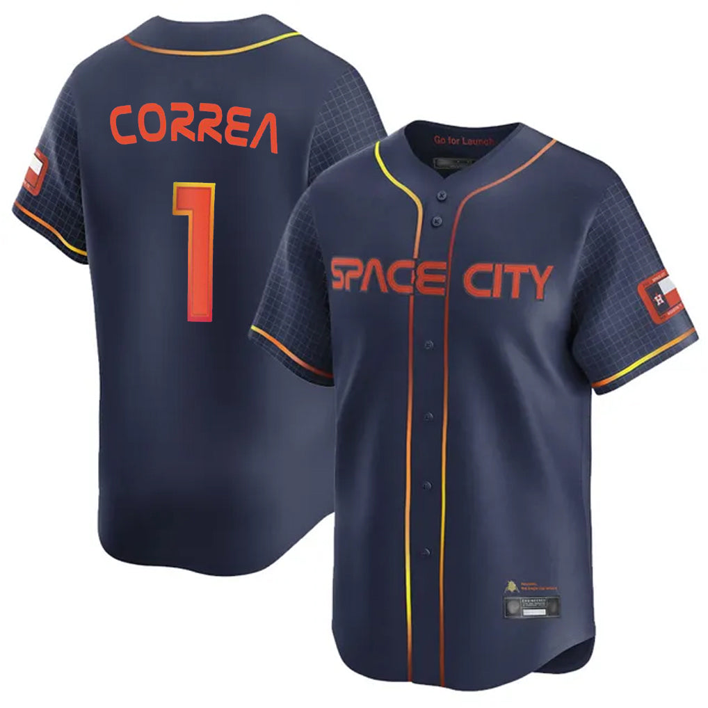 Yuxns H.Astros #1 Carlos Correa Player Navy City Connect Home Limited Stitched Jerseys