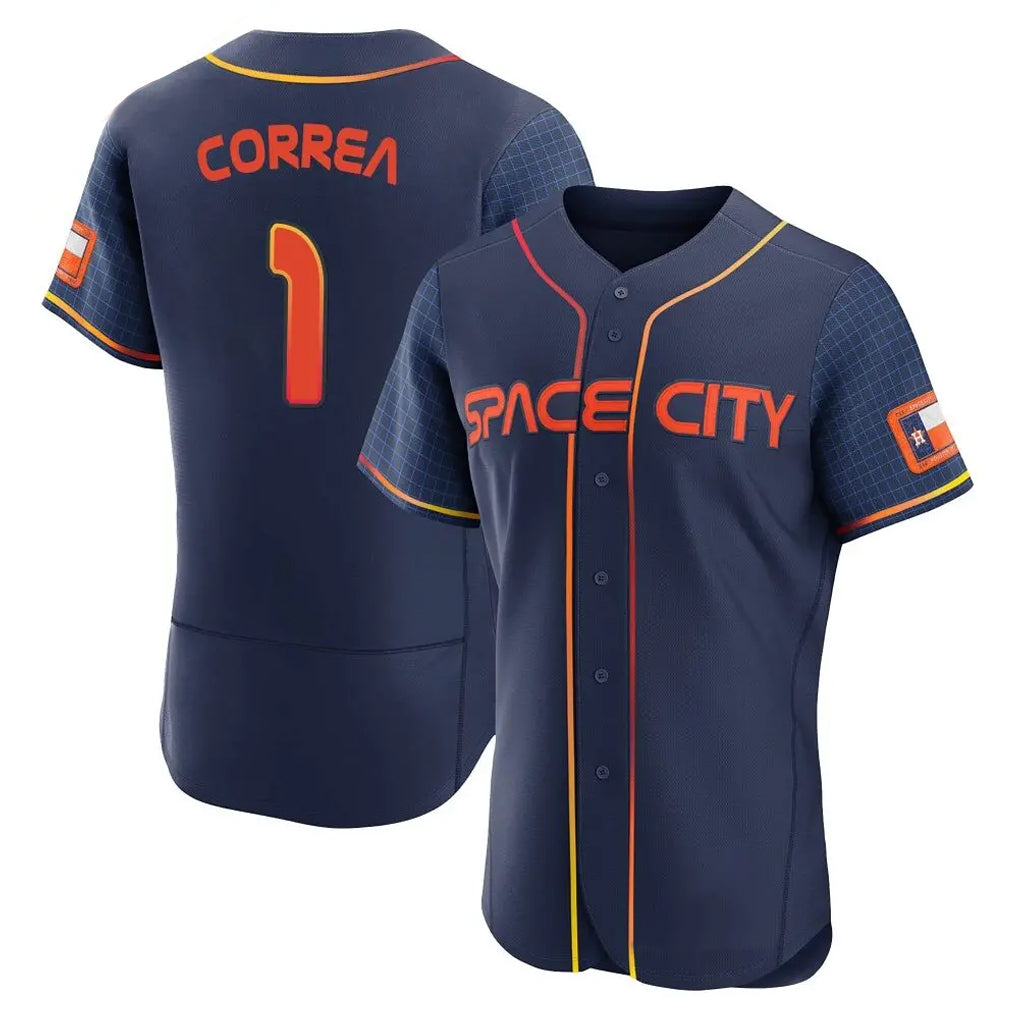 Yuxns H.Astros #1 Carlos Correa Player Navy City Connect Limited Elite Home Stitched Jerseys