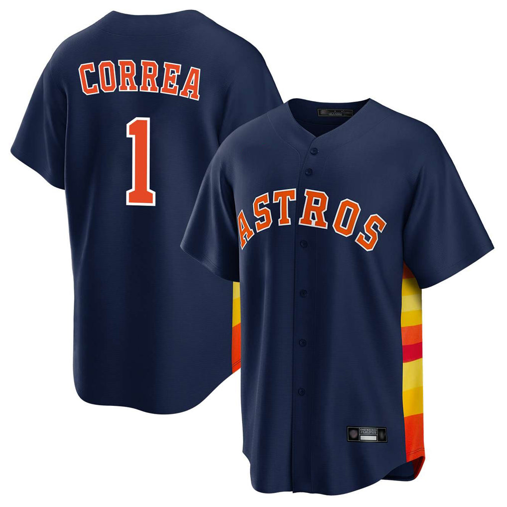 Yuxns H.Astros #1 Carlos Correa Player Navy Home Game Stitched Jerseys