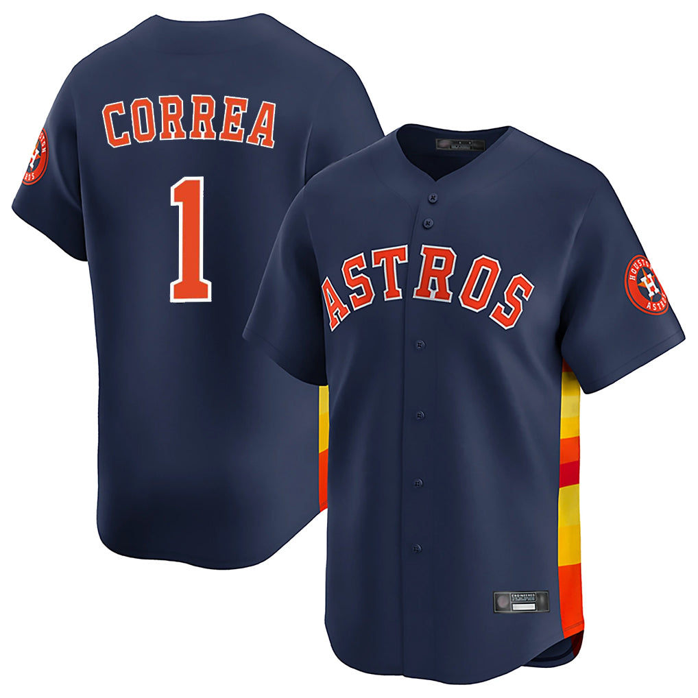 Yuxns H.Astros #1 Carlos Correa Player Navy Home Limited Stitched Jerseys