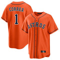 Yuxns H.Astros #1 Carlos Correa Player Orange Home Game Stitched Jerseys
