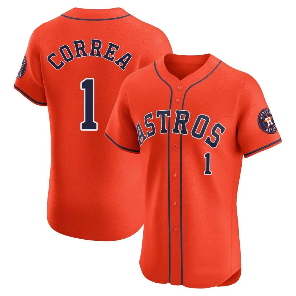 Yuxns H.Astros #1 Carlos Correa Player Orange Home Limited Elite Stitched Jerseys