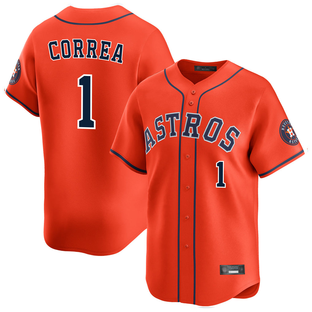 Yuxns H.Astros #1 Carlos Correa Player Orange Home Limited Stitched Jerseys