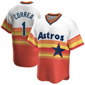 Yuxns H.Astros #1 Carlos Correa Player Rainbow Cooperstown Collection T-shirt Stitched Jerseys