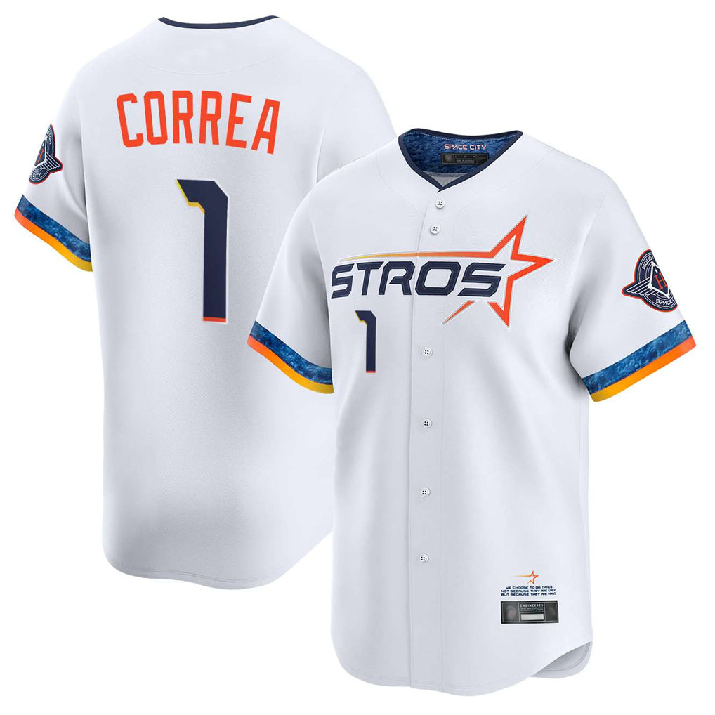 Yuxns H.Astros #1 Carlos Correa Player White City Connect Limited Home Stitched Jerseys