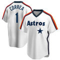Yuxns H.Astros #1 Carlos Correa Player White Cooperstown Collection T-shirt Stitched Jerseys