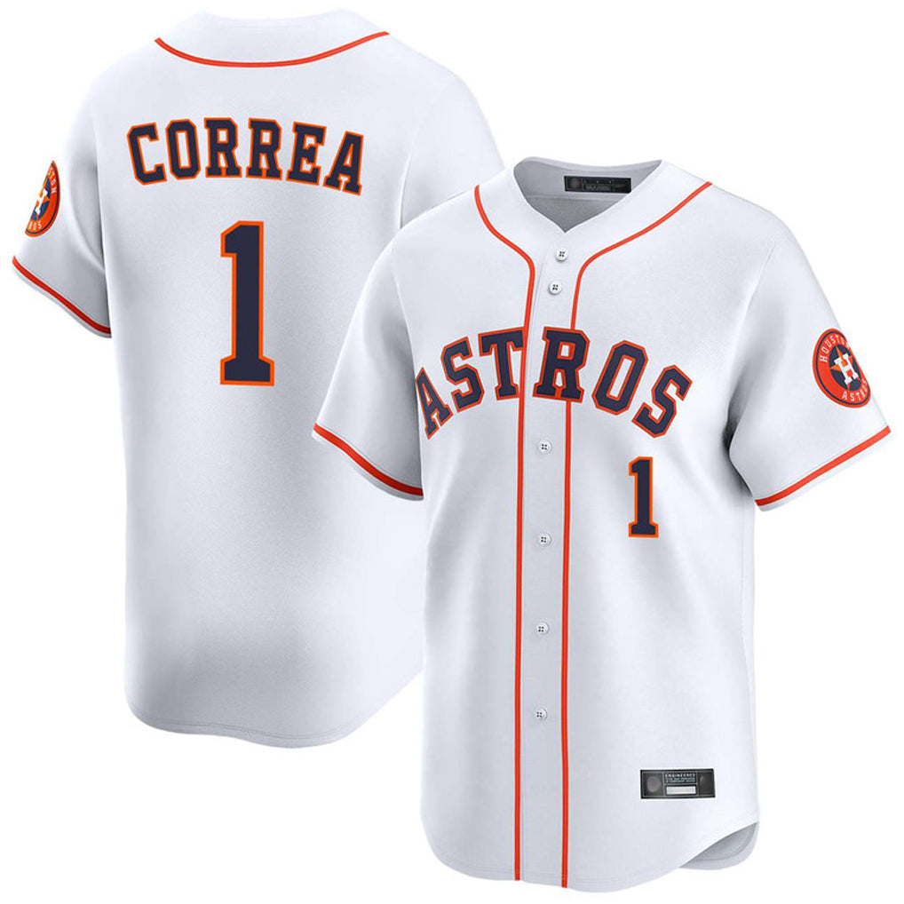 Yuxns H.Astros #1 Carlos Correa Player White Home Limited Stitched Jerseys