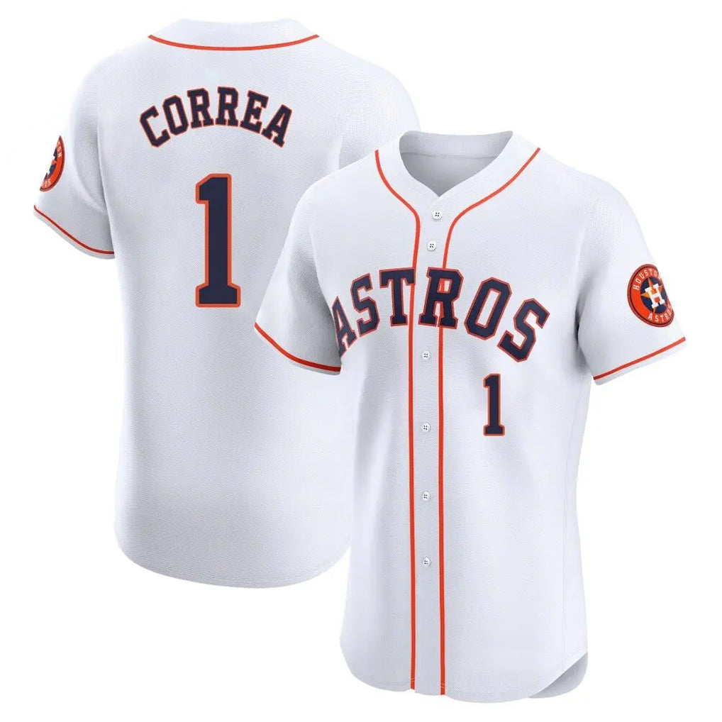 Yuxns H.Astros #1 Carlos Correa Player White Limited Elite Home Stitched Jerseys