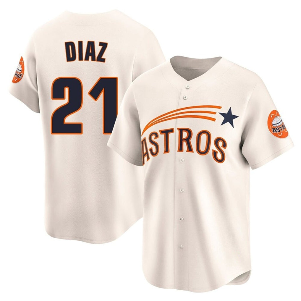 Yuxns H.Astros #21 Yainer Diaz Player Cream Throwback Cooperstown Collection Limited Stitched Jerseys