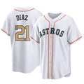 Yuxns H.Astros #21 Yainer Diaz Player Gold Collection Game Home Stitched Jerseys