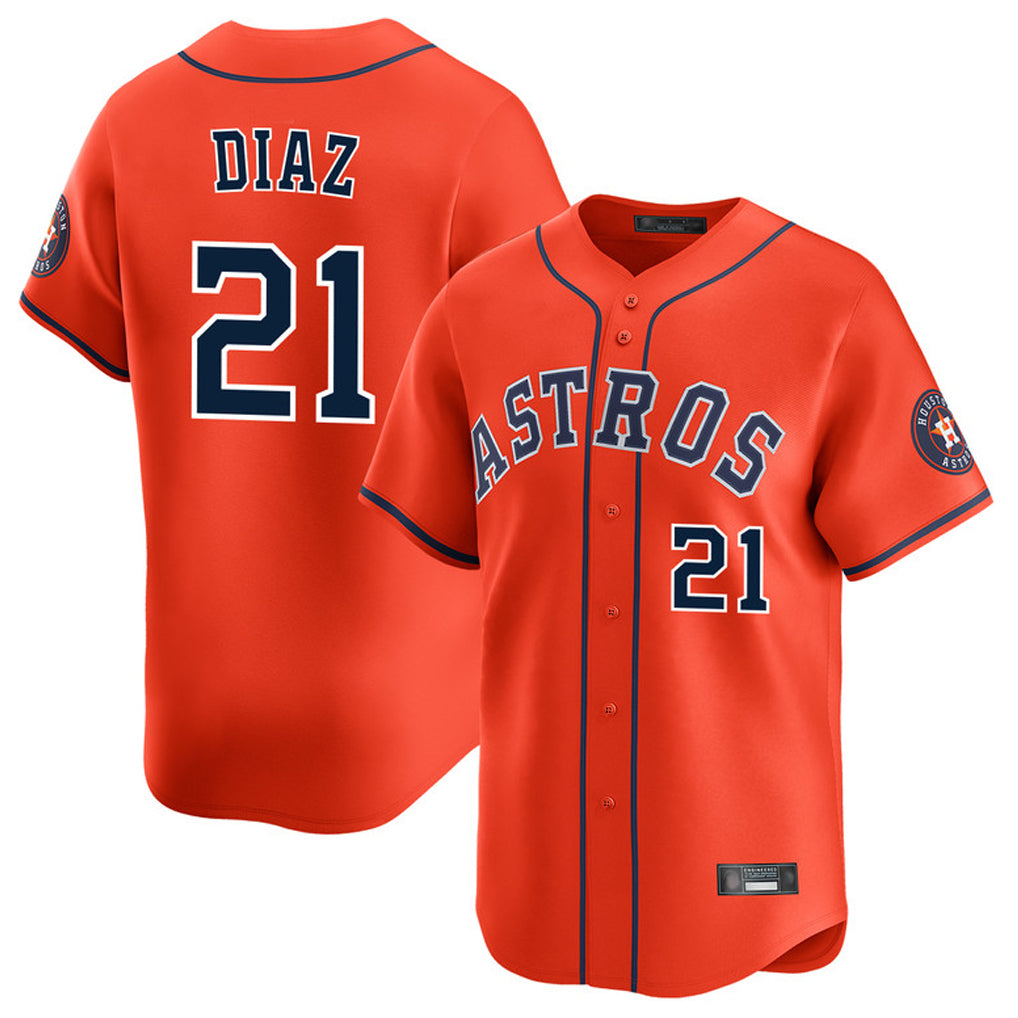 Yuxns H.Astros #21 Yainer Diaz Player Orange Home Limited Stitched Jerseys