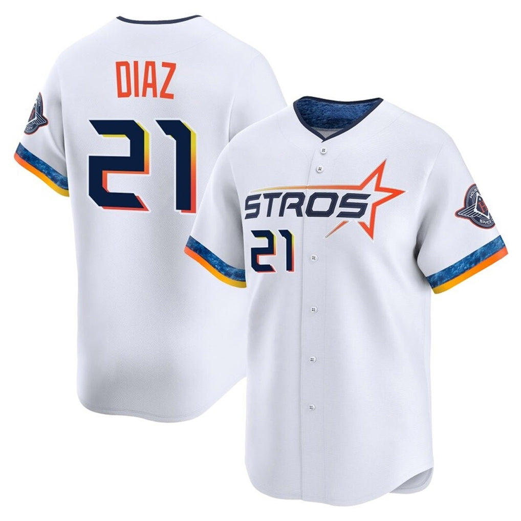 Yuxns H.Astros #21 Yainer Diaz Player White City Connect Limited Home Stitched Jerseys