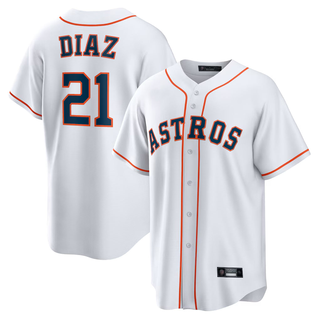 Yuxns H.Astros #21 Yainer Diaz Player White Home Game Stitched Jerseys