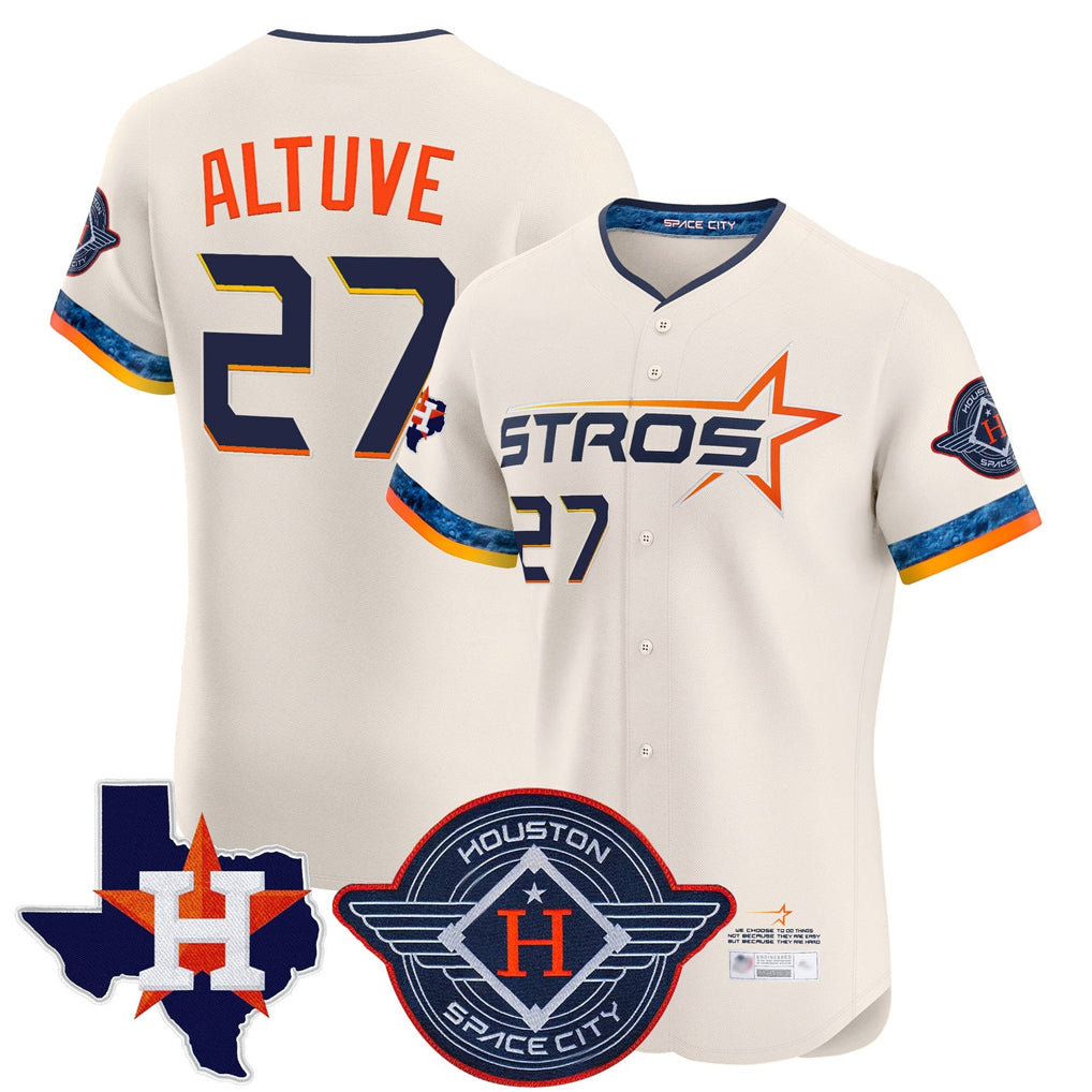 Yuxns H.Astros #27 Jose Altuve Player Cream City Connect Texas Patch Vapor Premier Limited Elite Home Stitched Jerseys