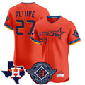Yuxns H.Astros #27 Jose Altuve Player Orange City Connect Texas Patch Vapor Premier Limited Elite Home Stitched Jerseys