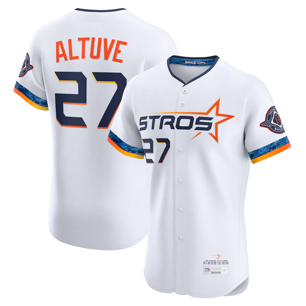 Yuxns H.Astros #27 Jose Altuve Player White City Connect Limited Elite Home Stitched Jerseys