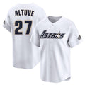 Yuxns H.Astros #27 Jose Altuve Player White Throwback Cooperstown Collection Limited Stitched Jerseys
