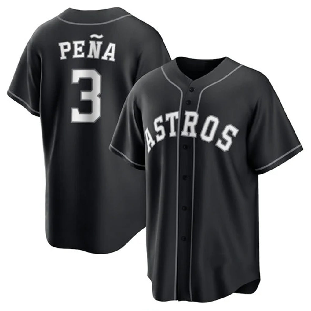 Yuxns H.Astros #3 Jeremy Pe?a Player Black Home Game Stitched Jerseys
