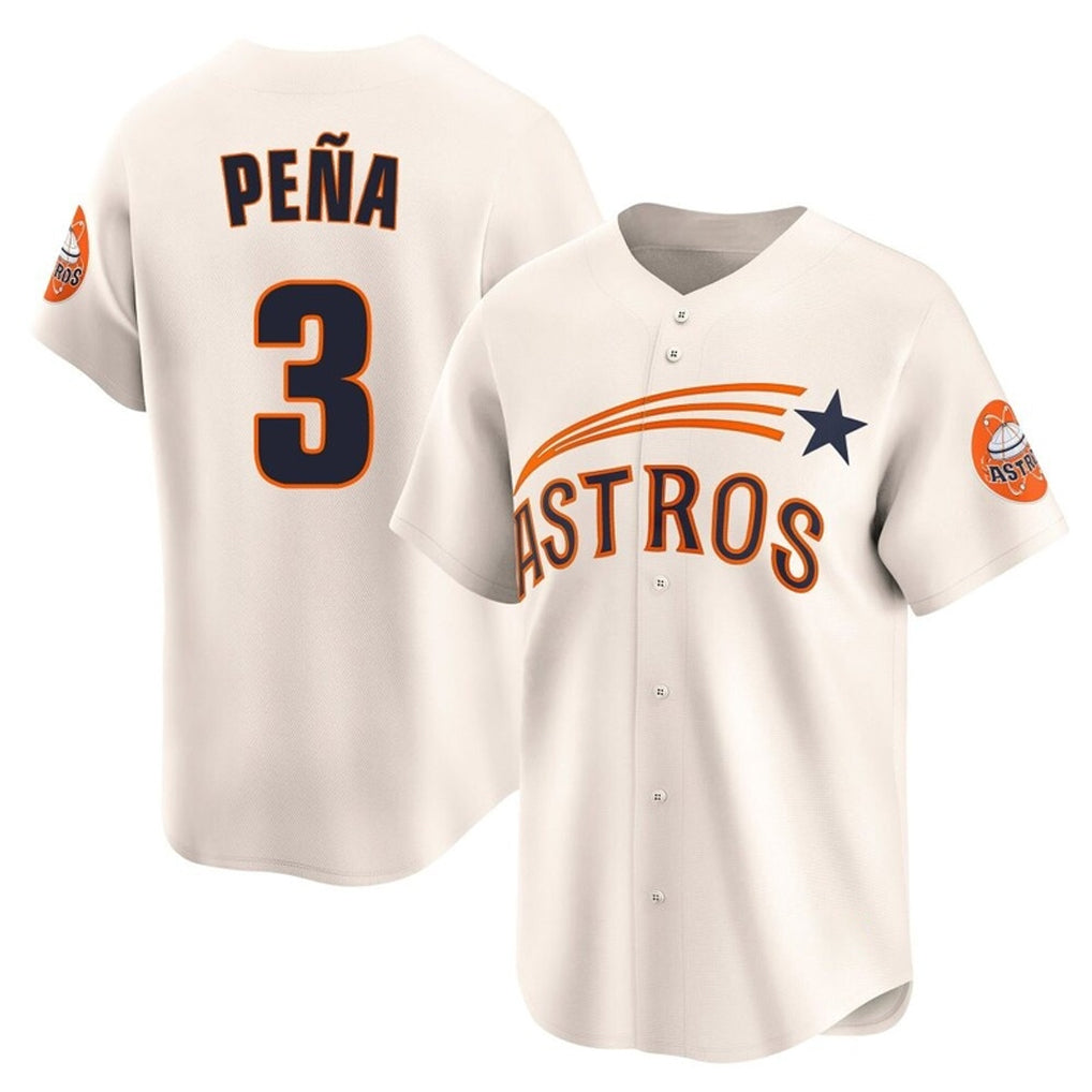 Yuxns H.Astros #3 Jeremy Pe?a Player Cream Throwback Cooperstown Collection Limited Stitched Jerseys