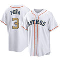 Yuxns H.Astros #3 Jeremy Pe?a Player Gold Collection Game Home Stitched Jerseys