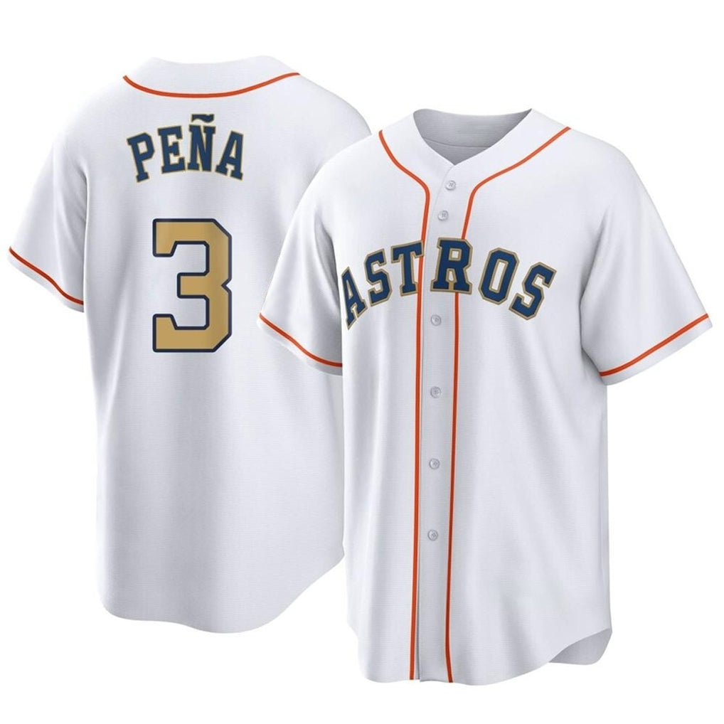 Yuxns H.Astros #3 Jeremy Pe?a Player Gold Collection Game Home Stitched Jerseys