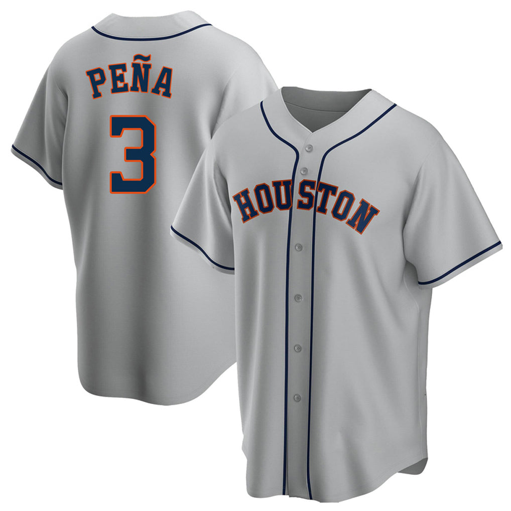 Yuxns H.Astros #3 Jeremy Pe?a Player Gray Home Game Stitched Jerseys