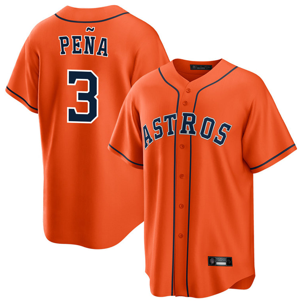Yuxns H.Astros #3 Jeremy Pe?a Player Orange Home Game Stitched Jerseys