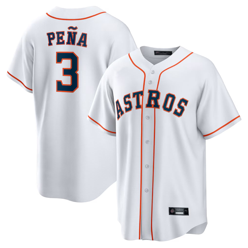 Yuxns H.Astros #3 Jeremy Pe?a Player White Home Game Stitched Jerseys