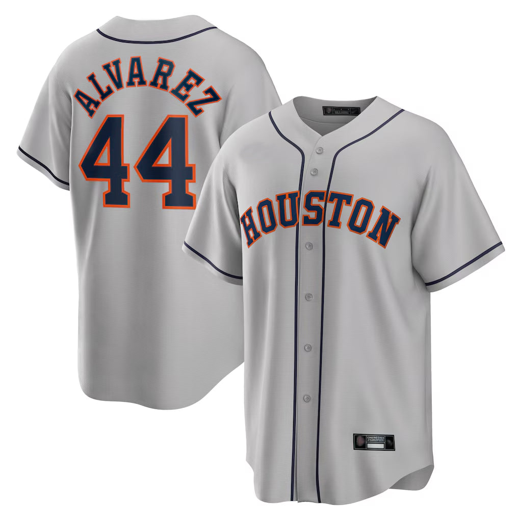 Yuxns H.Astros #44 Yordan Alvarez Player Gray Home Game Stitched Jerseys